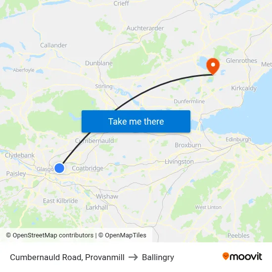 Cumbernauld Road, Provanmill to Ballingry map