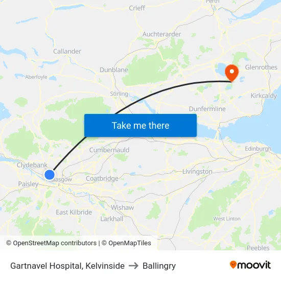 Gartnavel Hospital, Kelvinside to Ballingry map