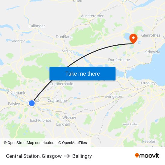 Central Station, Glasgow to Ballingry map