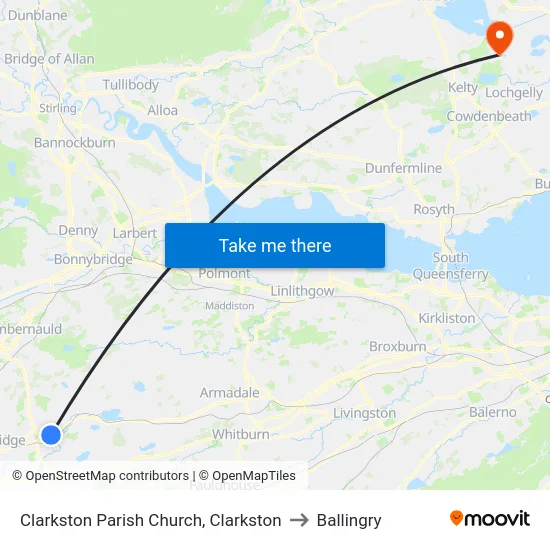 Clarkston Parish Church, Clarkston to Ballingry map