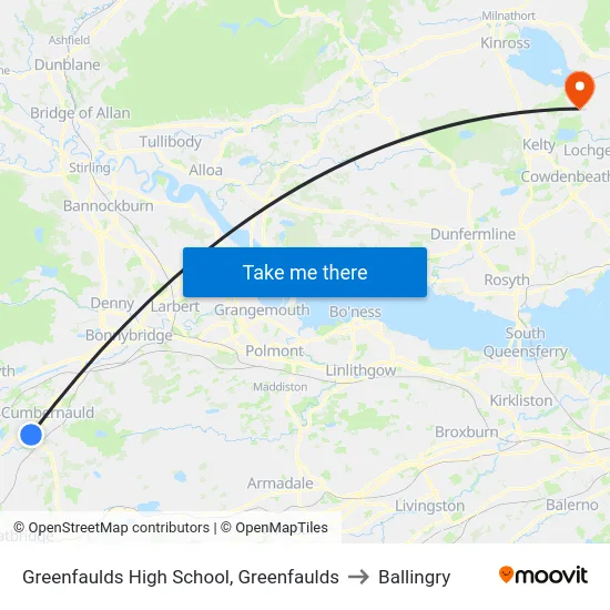 Greenfaulds High School, Greenfaulds to Ballingry map