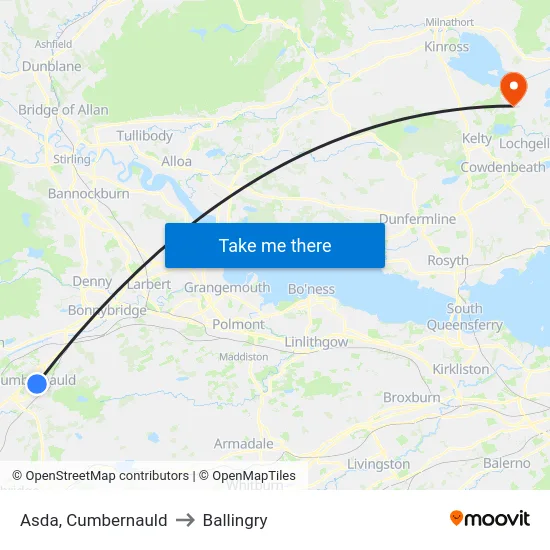 Asda, Cumbernauld to Ballingry map