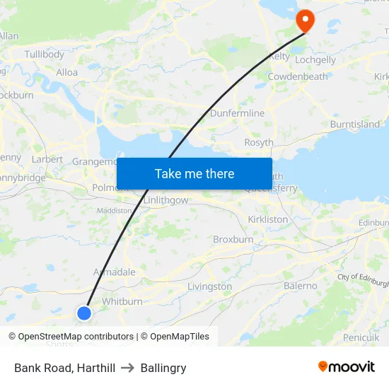 Bank Road, Harthill to Ballingry map