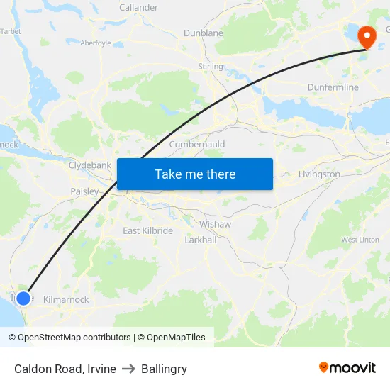 Caldon Road, Irvine to Ballingry map
