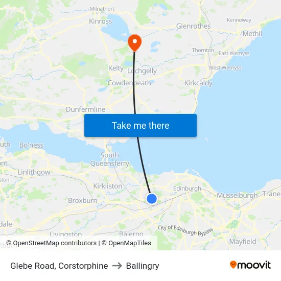 Glebe Road, Corstorphine to Ballingry map