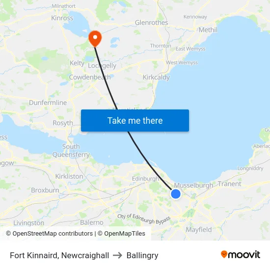 Fort Kinnaird, Newcraighall to Ballingry map