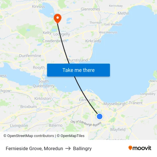 Fernieside Grove, Moredun to Ballingry map