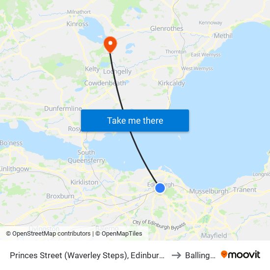 Princes Street (Waverley Steps), Edinburgh to Ballingry map