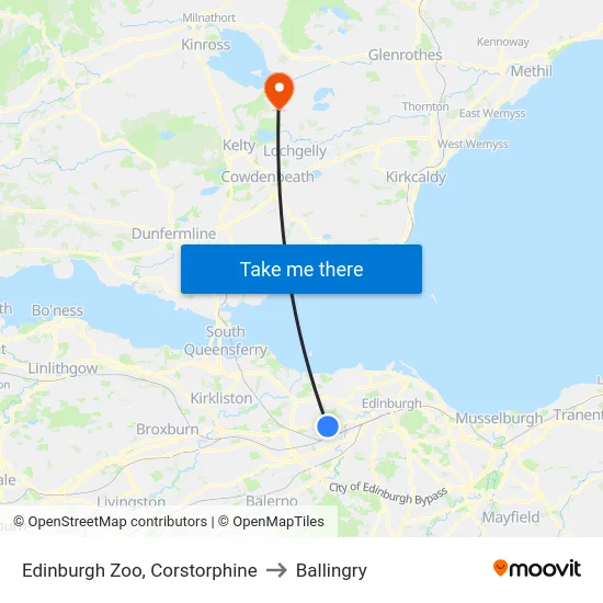 Edinburgh Zoo, Corstorphine to Ballingry map