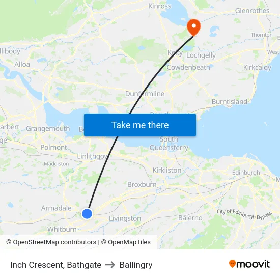 Inch Crescent, Bathgate to Ballingry map