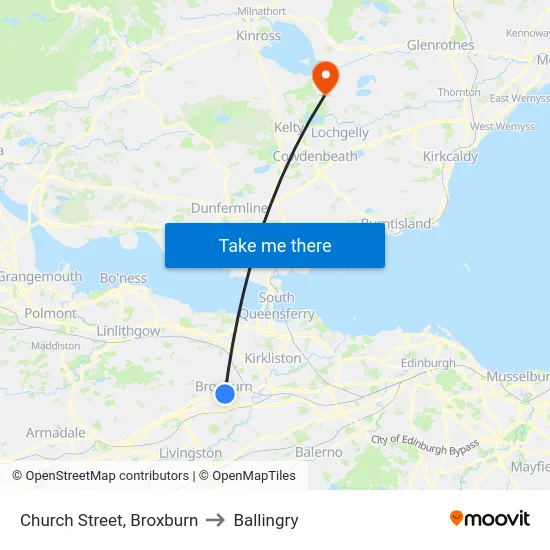 Church Street, Broxburn to Ballingry map