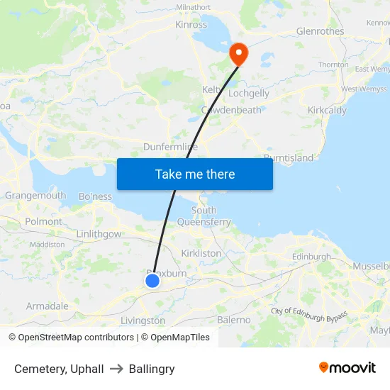 Cemetery, Uphall to Ballingry map