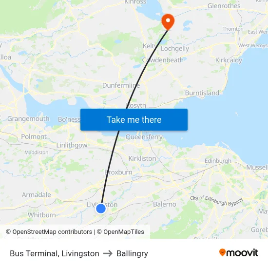 Bus Terminal, Livingston to Ballingry map