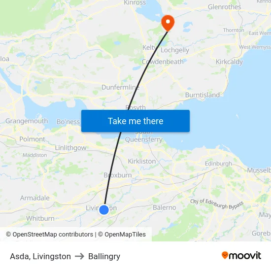 Asda, Livingston to Ballingry map