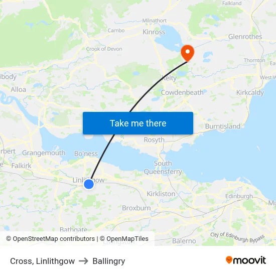 Cross, Linlithgow to Ballingry map