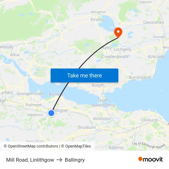 Mill Road, Linlithgow to Ballingry map