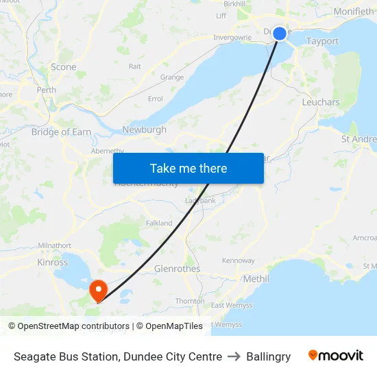 Seagate Bus Station, Dundee City Centre to Ballingry map