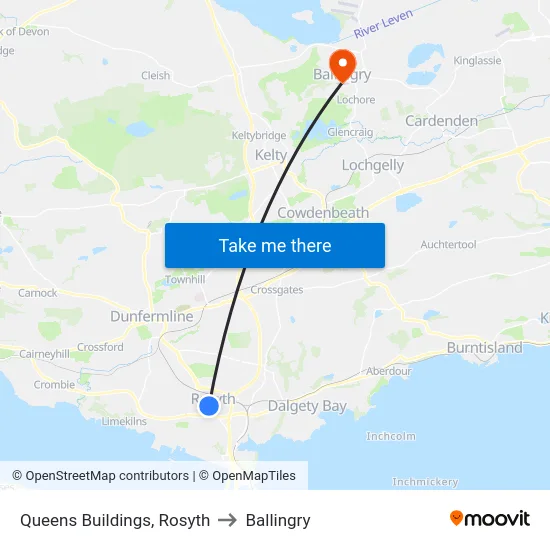 Queens Buildings, Rosyth to Ballingry map
