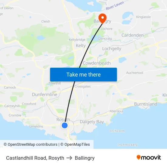 Castlandhill Road, Rosyth to Ballingry map