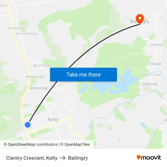 Clentry Crescent, Kelty to Ballingry map