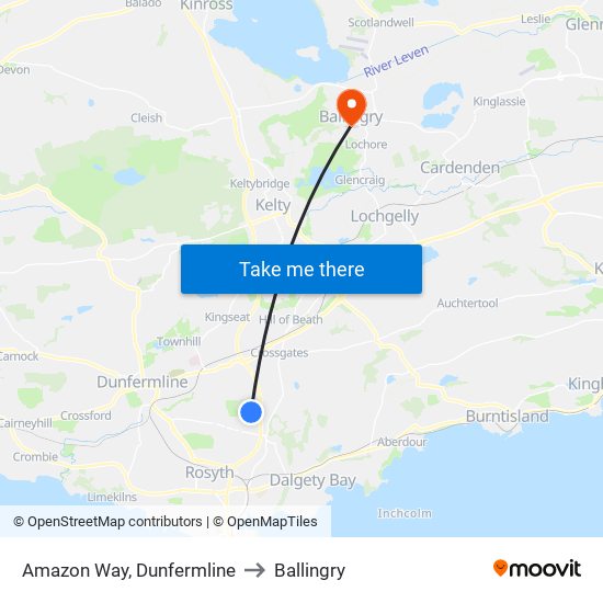 Amazon Way, Dunfermline to Ballingry map
