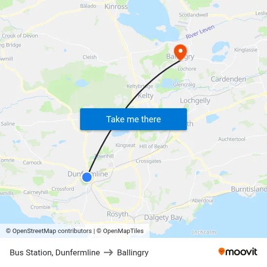 Bus Station, Dunfermline to Ballingry map