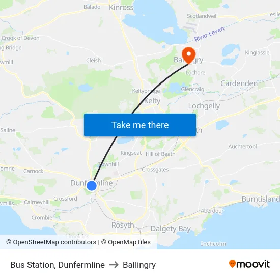 Bus Station, Dunfermline to Ballingry map
