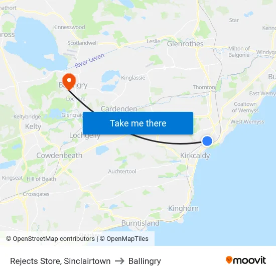 Rejects Store, Sinclairtown to Ballingry map