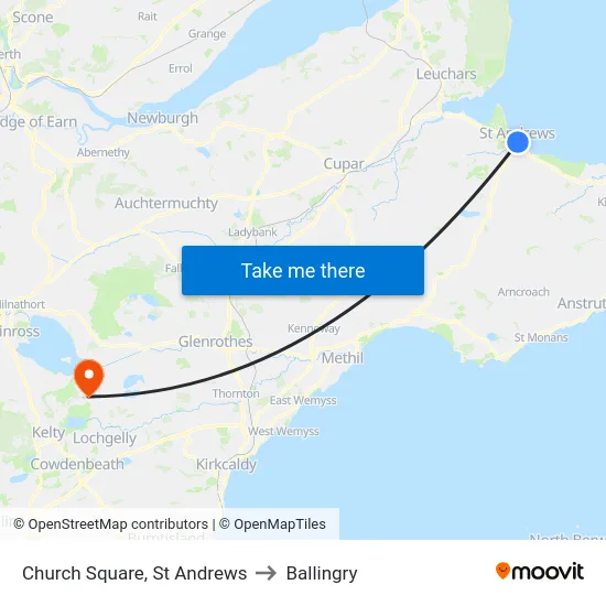 Church Square, St Andrews to Ballingry map