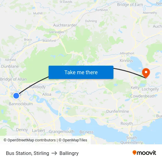 Bus Station, Stirling to Ballingry map