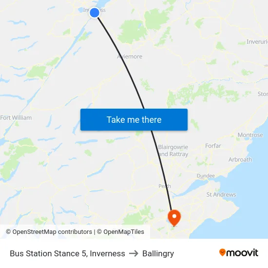 Bus Station Stance 5, Inverness to Ballingry map