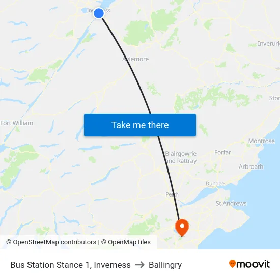 Bus Station Stance 1, Inverness to Ballingry map