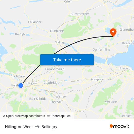 Hillington West to Ballingry map