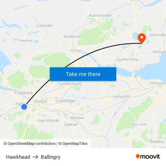 Hawkhead to Ballingry map