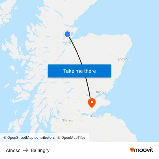 Alness to Ballingry map