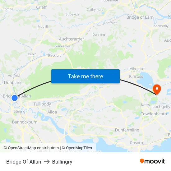 Bridge Of Allan to Ballingry map