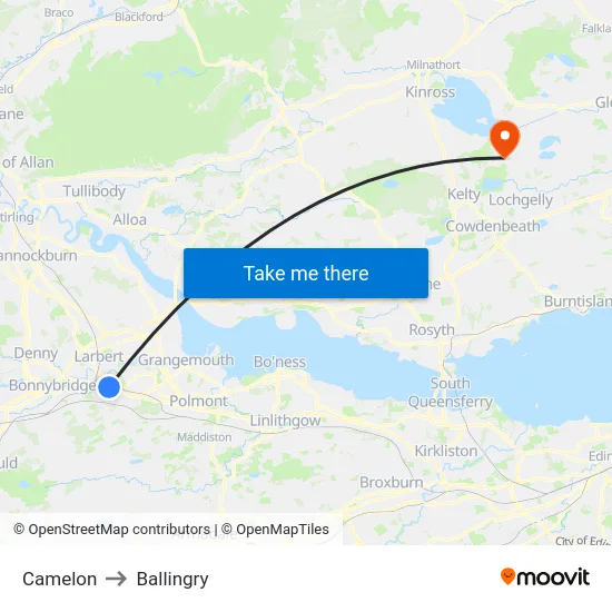 Camelon to Ballingry map