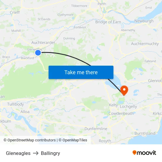 Gleneagles to Ballingry map