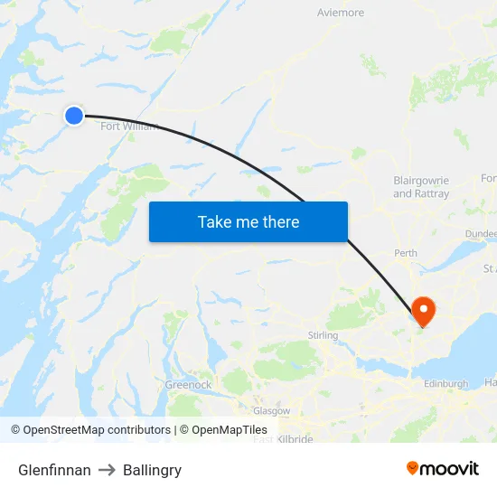 Glenfinnan to Ballingry map