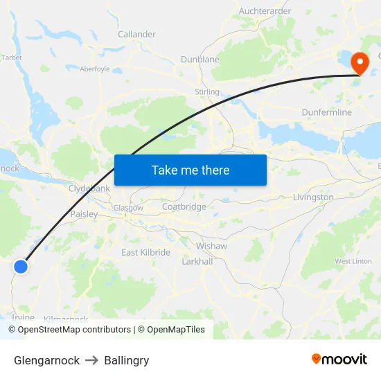 Glengarnock to Ballingry map