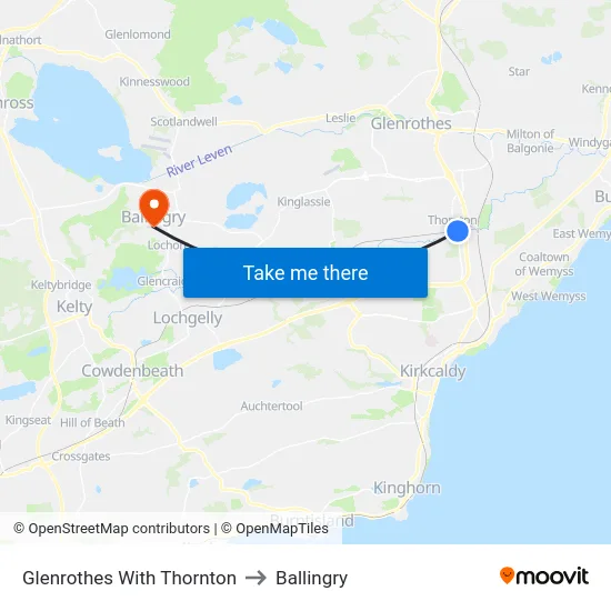 Glenrothes With Thornton to Ballingry map