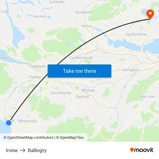 Irvine to Ballingry map