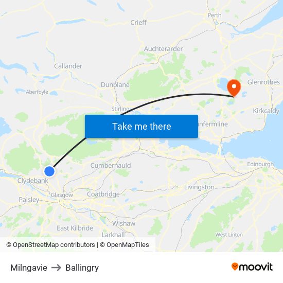 Milngavie to Ballingry map