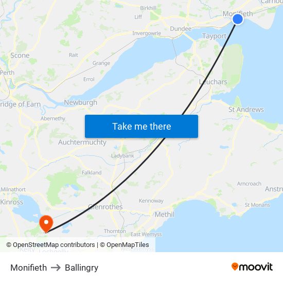 Monifieth to Ballingry map