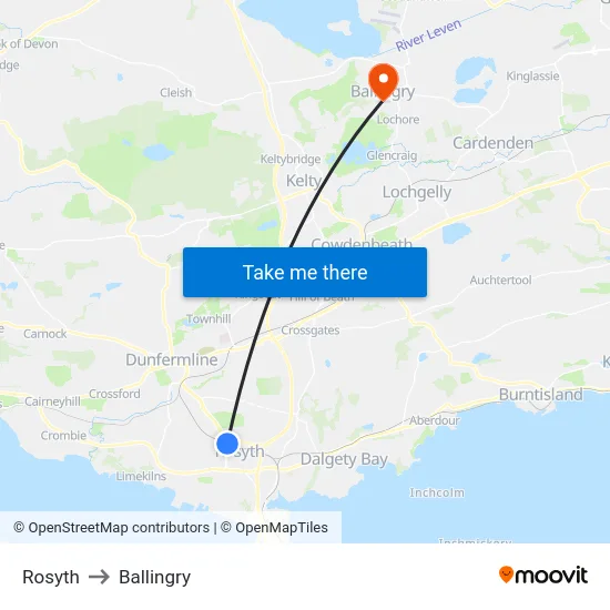 Rosyth to Ballingry map