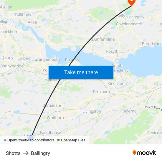 Shotts to Ballingry map