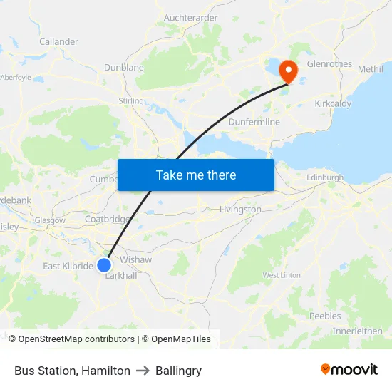 Bus Station, Hamilton to Ballingry map