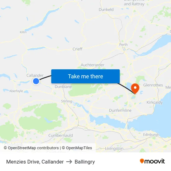 Menzies Drive, Callander to Ballingry map