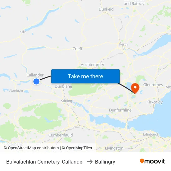 Balvalachlan Cemetery, Callander to Ballingry map