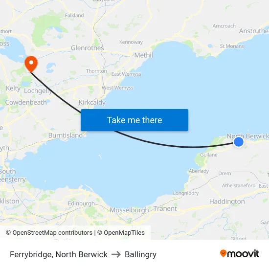 Ferrybridge, North Berwick to Ballingry map